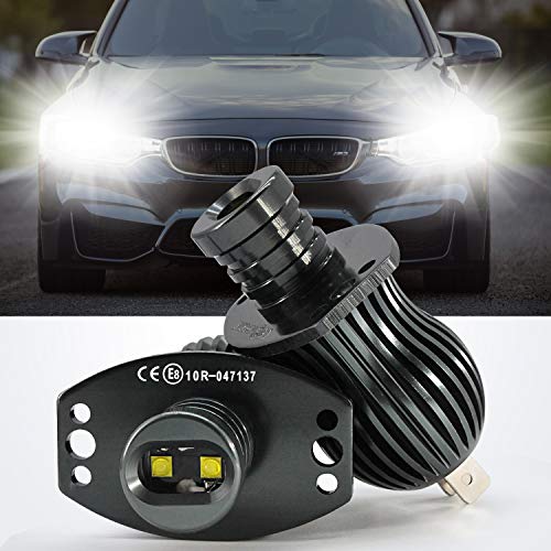 LED Luces Halo Anillo Marcador Bombilla,20W LED Faros Angel Eyes DRL CANBUS No hay error con Marca CE para E90 E91