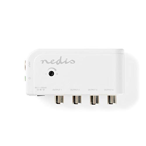 NEDIS Amplificador CATV Amplificador CATV | Ganancia: 10 dB | 50-790 MHz | Número de Salidas: 4 | Control de Ganancia | Blanco Blanco 1.80 m