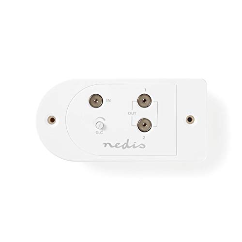 NEDIS Amplificador CATV Amplificador CATV | Ganancia: 18 dB | 40-862 MHz | Número de Salidas: 2 | Control de Ganancia | Blanco Blanco 1.00 m