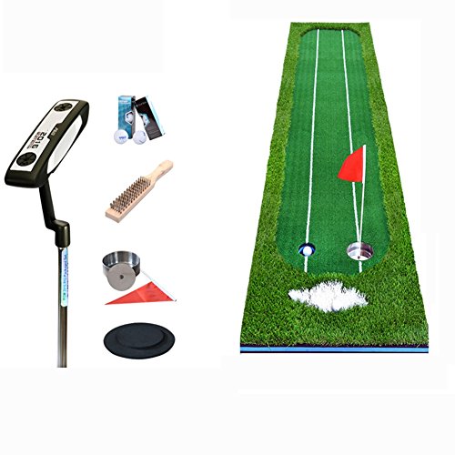 QiangDa Portátil Alfombras De Putting/práctica para Golf Doble Linea De Vista con Golf Putter 6 Bolas Área De Recepción, 300 X 50 Cm