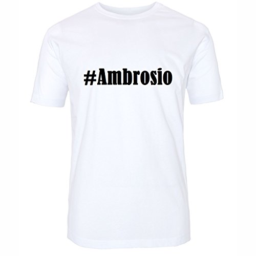 Reifen-Markt Camiseta #Ambrosio Hashtag para mujer y hombre en blanco y negro