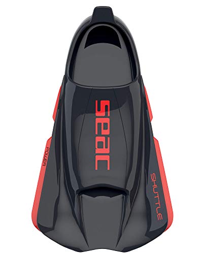 Seac Unisex's Shuttle 100% Silicona Aletas cortas para natación diseñadas para entrenamiento de fuerza o cardiovascular, negro/rojo, 7/7.5UK