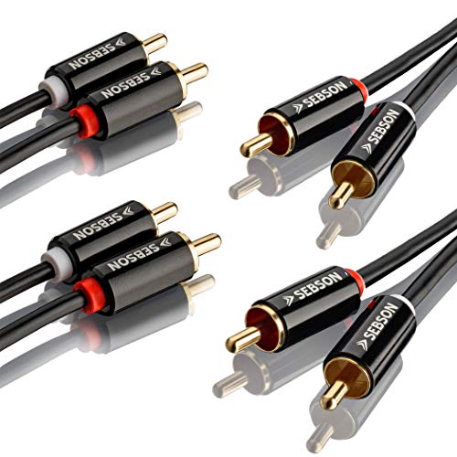 SEBSON 2X Cable RCA 3m (Macho/Macho), 2 Conector RCA a 2 Conector RCA (Rojo Blanco), Cable Estéreo Audio AUX para Amplificadores, Home Cinema y HiFi