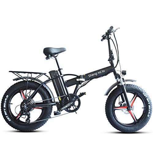 Skyzzie 20" Bicicleta Eléctrica Plegables con Batería de Iones de Litio Extraíble 48V/15Ah,Fat Tire Ebike 500W Bicicleta Adulto,Asiento Ajustable,Pedales,Negro/Blanco