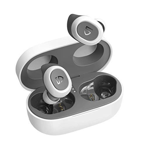 SoundPEATS Truefree 2 Auriculares inalámbricos Deportivos, In-Ear Auriculares Bluetooth 5.0 con Caja de Carga IPX7 a Prueba de Agua, 20 Horas (Blanca)