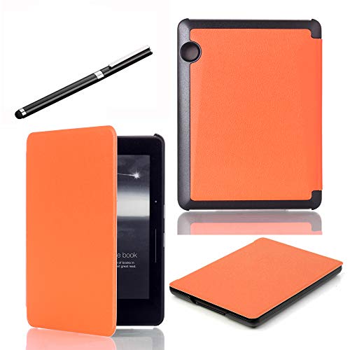 TianTa Kindle Voyage - Funda de piel con tapa para Kindle Voyage, ultra delgada, ligera, con lápiz capacitivo, para Kindle Voyage (versión de 2014) naranja naranja