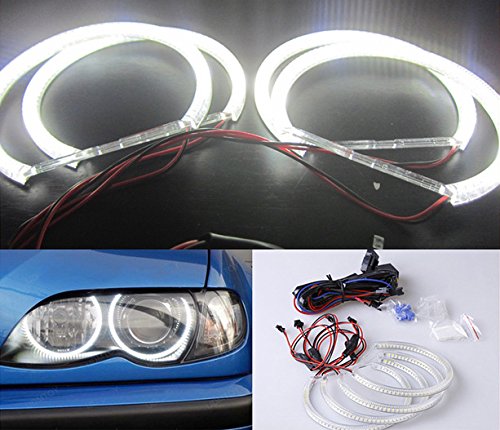 TMT LEDS(TM) Kit LED SMD Angel Eyes Compatible con BMW Series 3 E46 con Xenons o Proyectores o E36 E38 E39 Aros 4 X 131mm