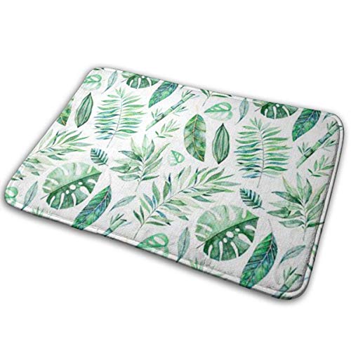 XCNGG Alfombrillas de baño, Alfombrillas Antideslizantes, alfombras de área Welcome Door Mat Green Palm Leaves Indoor Outdoor Entrance Rug Home Decorative Floor Mats 15.7" X 23.5"