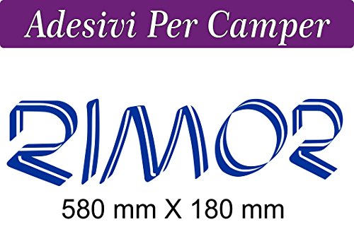 2 pegatinas RIMOR OUTLINE-color azul-58 cm x 18-LOGO camper RIMOR-Accesorios para caravana adhesivos para caravana