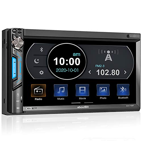 aboutBit 2-DIN Autoradio mit Mirrorlink für iOS/Android, Bluetooth MP5 Multimedia Player, 7-Zoll Touchscreen Bildschirm, Am/FM, Rück- / Frontkamera, AUX, SD, USB/Subwoofer, Lenkradsteuerung, 7 Farben