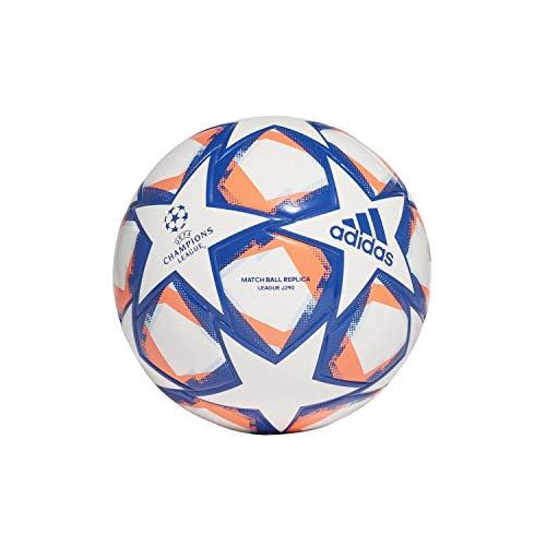 adidas Fin 20 LGE J290 Soccer Ball, Unisex-Youth, White/Team Royal Blue/Signal Coral/Sky Tint, 5