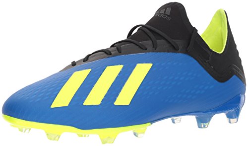 adidas Men's X 18.2 Firm Ground Soccer Shoe, Football Blue/Solar Yellow/Black, 9 M US