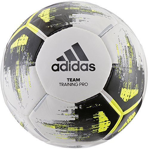 adidas TEAM TrainingPr Soccer ball, Hombre, top:white/solar yellow/black/iron met. bottom:silver met., 5