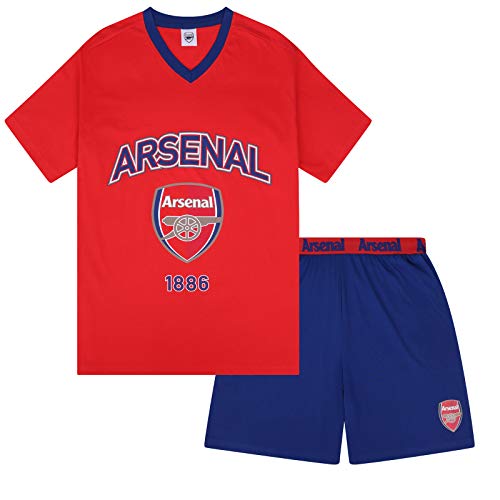 Arsenal FC - Pijama Corto para Hombre - Producto Oficial - Rojo - Escudo - Mediana