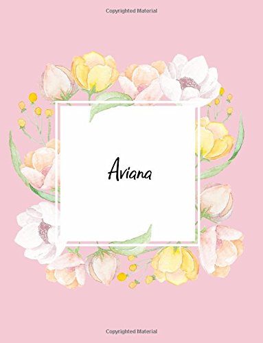 Aviana: 110 Ruled Pages 55 Sheets 8.5x11 Inches Water Color Pink Blossom Design for Note / Journal / Composition with Lettering Name,Aviana