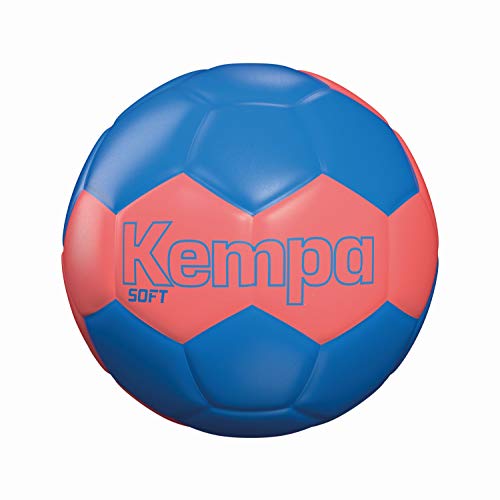Balón de Balonmano Kempa Soft, Rojo Flúor/Azul, Mediano
