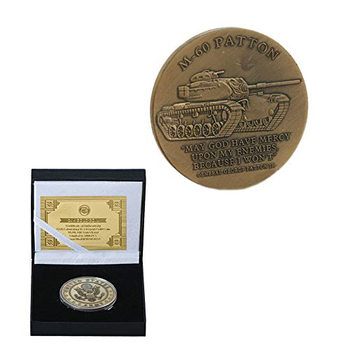 Bartón Tanque Moneda Conmemorativa M-60 Colección Aleación de Cobre Alivio Placa Militar Regalo Estados Unidos Único/marrón/Como se muestra