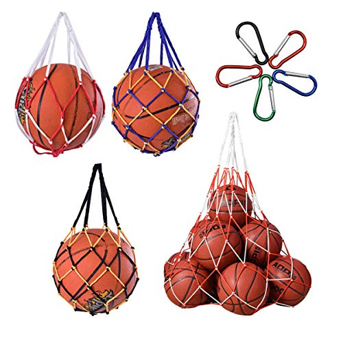 Bolso de Malla de Fútbol,Yueser 3pcs Malla de Balones de Nailon Carry Net Bag con Grande Bolsa de Malla de Nailon Balón y Mosquetón para Fútbol Baloncesto Voleibol Rugby Carry Net Bag