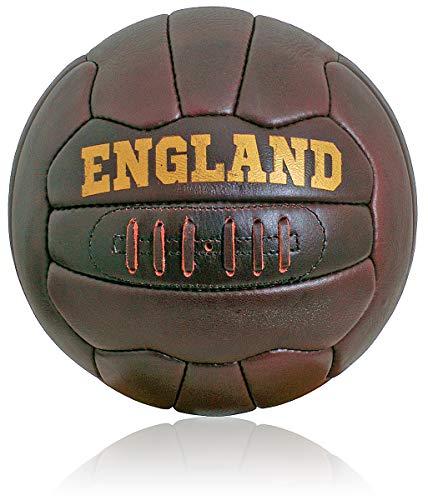 British Sports Museum Nuevo Cuero Antiguo Inglaterra Fútbol Talla 5 Ball Estilo Retro 18 Paneles Cosido a Mano Ft03e
