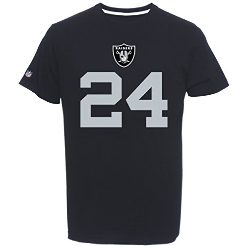 Camiseta del jugador Marshawn Lynch, número 24 del Oakland Raiders, de Majestic, hombre, negro, Medium