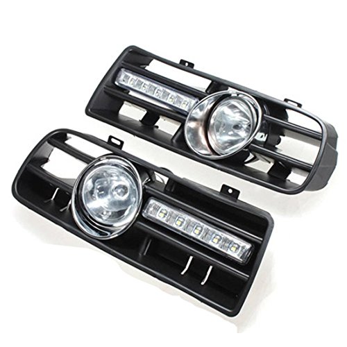 Cikuso 2 X Luz LED de parachoque Luces antiniebla Faros delanteros para 97-06 VW GOLF 4 MK4 IV Negro