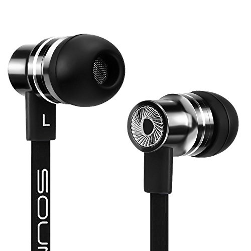 deleyCON SOUNDSTERS S16 Auriculares In-Ear - Conector Jack 3,5mm con Posibilidad de Torsión de 90° - Carcasa Metalizada - Cable Plano Antienrollable - Negro