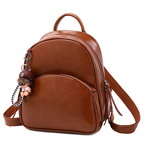 Desconocido Fashion Leather Backpack Small Bag Simple Wild Leather Ladies Backpack Leather British Style-Turquoise Photographed to Send Doll Ornaments