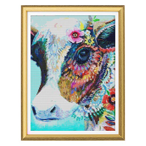 DIY Paint by Numbers Kit de pintura de vaca, flores y animales, pintura acrílica por números para adultos, pintura principiante, dibujo con pincel, para casa, oficina, decoración de pared, 40 x 50 cm