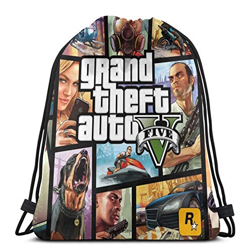 fenrris65 Drawstring Bag Grand Theft Auto String Backpack Terylene for Men Women