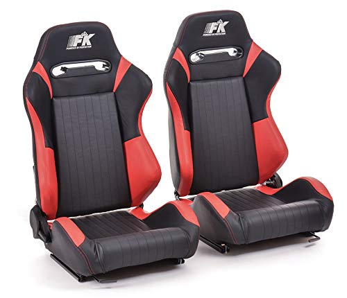 FK ergonómico asienta medio cubo asientos fijados Frankfurt cuero artificial negro/rojo