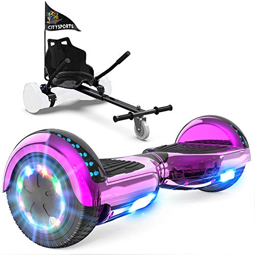GeekMe Patinete Eléctrico Auto Equilibrio con Hoverkart,Hover Scooter Board,Balance Board + Go-Kart 6.5 Pulgadas con Bluetooth,Luces LED, Regalo para Niños, Adolescentes y Adultos