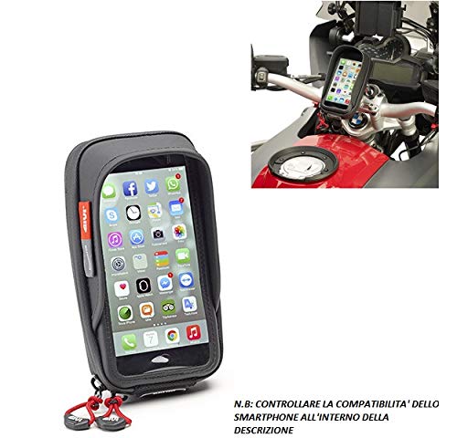 Givi S957B - Soporte para teléfono móvil de moto compatible con Aprilia RSV4 Factory APRC ABS para fijación en manillares tubulares de 8 a 35 mm de diámetro