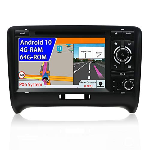 JOYX PX6 Android 10 Autoradio para Audi TT （2006-2011） Navegacion - 【4G+64G】 - Libre Cámara Trasera & Canbus - GPS 2 DIN - 7 Pulgada - Soporte Volante Bluetooth5.0 WLAN HDMI 4K-Video Dab 4G Carplay