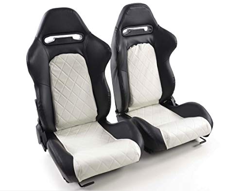 Juego de asientos ergonómicos Detroit piel artificial negro/blanco
