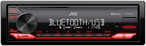 JVC KD-X272BT - Receptor Multimedia Digital con Manos Libres BT (sintonizador de Alto Rendimiento, procesador de Sonido, USB, AUX, Control de Spotify, 4 x 50 W, iluminación de Teclas Rojas)