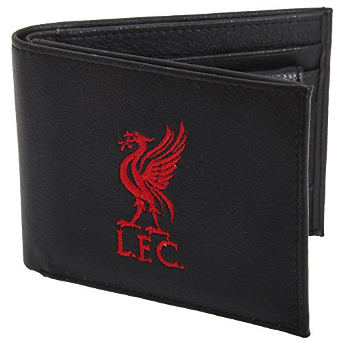 Liverpool FC - Cartera / Billetera oficial de piel Modelo escudo bordado hombre caballero - Fútbol (Talla Única/Negro)
