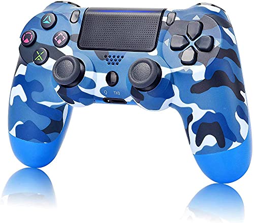 Mango Bluetooth inalámbrico PS4, mango PS4, color azul de camuflaje, textura antideslizante, con sistema de sensores de movimiento de seis ejes
