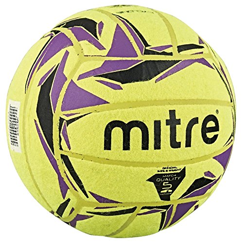 Mitre Hallenfußball Cyclone - Balón de fútbol, Color Amarillo (Gelb/Schwarz/Lila), Talla 4