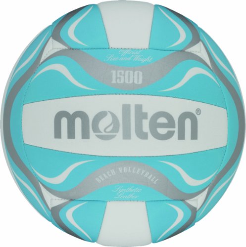 Molten BV1500-LB - Pelota de Volley Playa (Talla 5), Color Blanco, Azul y Plateado