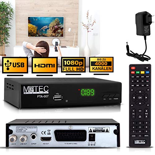 M@tec Digital FTA 007 - Receptor de satélite digital HD (HDTV, S/S2, HDMI, SCART, USB 2.0, Full HD 1080p)