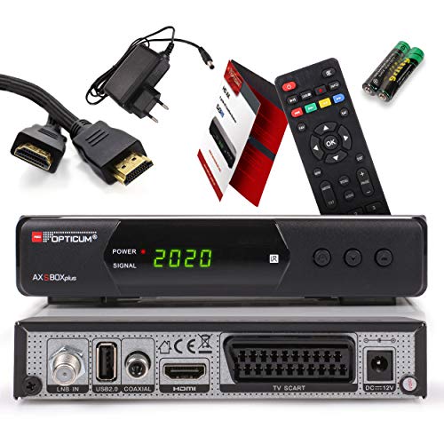 Opticum SBOX Plus - Receptor de satélite HD - Función de grabación PVR Timeshift - Reproductor multimedia Full HD Receptor digital DVB-S / S2 - USB, SCART, HDMI, UNICABLE - Astra Hotbird preinstalado