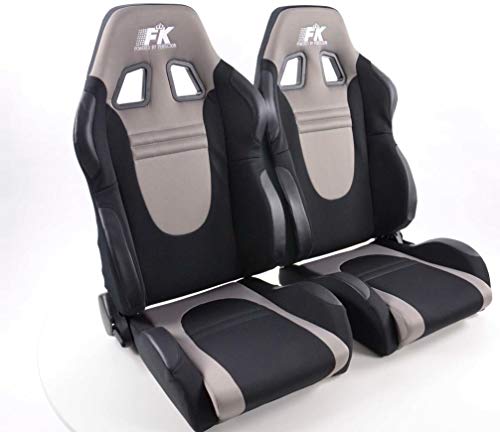 Par de asientos ergonómicos deportivos de rendimiento para carreras, color negro y gris
