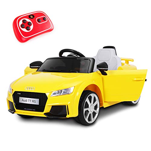 Playkin AUDI TT AMARILLO - Coche electrico niños bateria 12V con mando control +3 años juguetes infantiles coches de bateria
