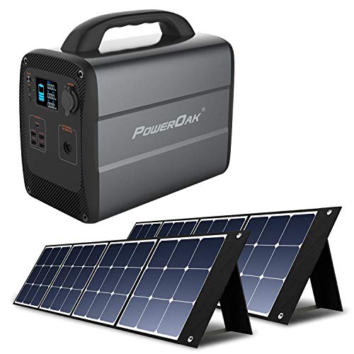 PowerOak Bluetti AC100 1000Wh Generador Solar Portátil con 2 Piezas Paneles Solares 120W, Generador Electrico con Salidas AC/DC/USB Power Station con Batería de Litio para Camping Autocaravan