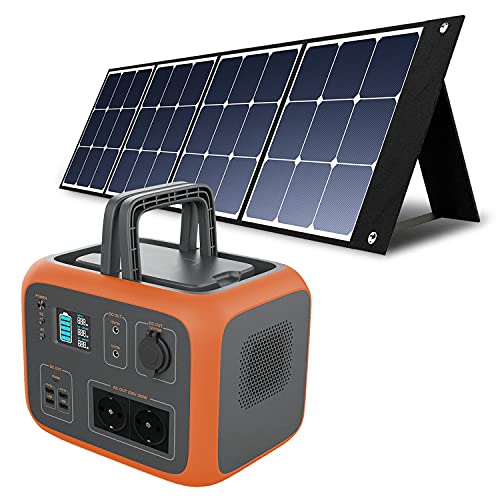 PowerOak Bluetti AC50S 500Wh Generador Solar Portátil con 1 Pieza Panel Solar 120W, Generador Electrico Solar con Salidas AC/DC/USB Power Station con Batería de Litio para Camping Autocaravan