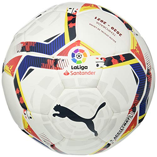 PUMA LaLiga 1 Accelerate Hybrid Ball Balón de Fútbol, Unisex-Adult, Puma White-Multi Colour, 3