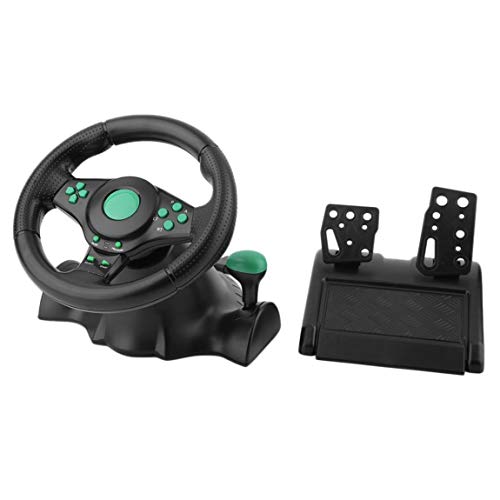 Pumprout Volante de carreras de vibraciÃ³n de juegos de rotaciÃ³n de 180 grados con pedales para XBOX 360 para PS2 para PS3 PC USB volante de coche