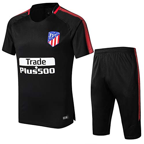 QJY Camisa de Manga Corta del Traje de los Deportes de fútbol + Pantalones Atletico Fútbol Oficial de fútbol Club Uniforme Uniforme de Entrenamiento Uniforme (Color : A, Size : L)