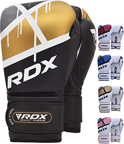 RDX Guantes de boxeo para entrenamiento y Muay Thai Maya Hide Cuero Ego para Kickboxing, Sparring Grande para golpeadores punzados, sacos de boxeo, Boxing Gloves