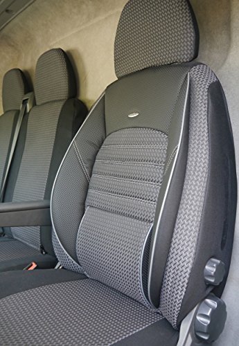 seatcovers by k-maniac Fundas de Asiento para Ford Transit Custom 2014 – 2018 Elite, Asiento Doble con reposabrazos, Transit T30, Color Negro y Antracita